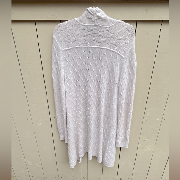 100% cashmere long cable knit duster cardigan sweater size L - Picture 2 of 9